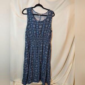 Croft & Barrow Navy Patterned Midi Dress